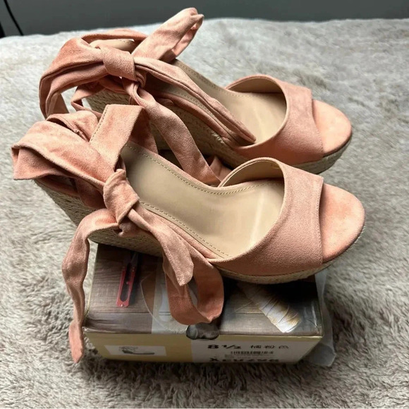 Seraih Womens Lace up Espadrilles Platform Wedges Heels Tie Ankle Shoe Size 8.5 - Picture 6 of 12